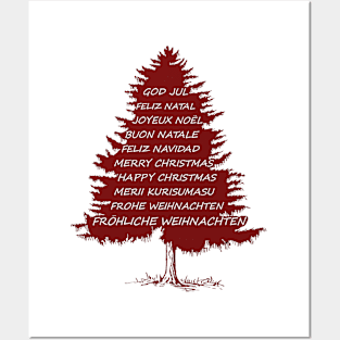 Merry Christmas Tree (in different languages) Posters and Art